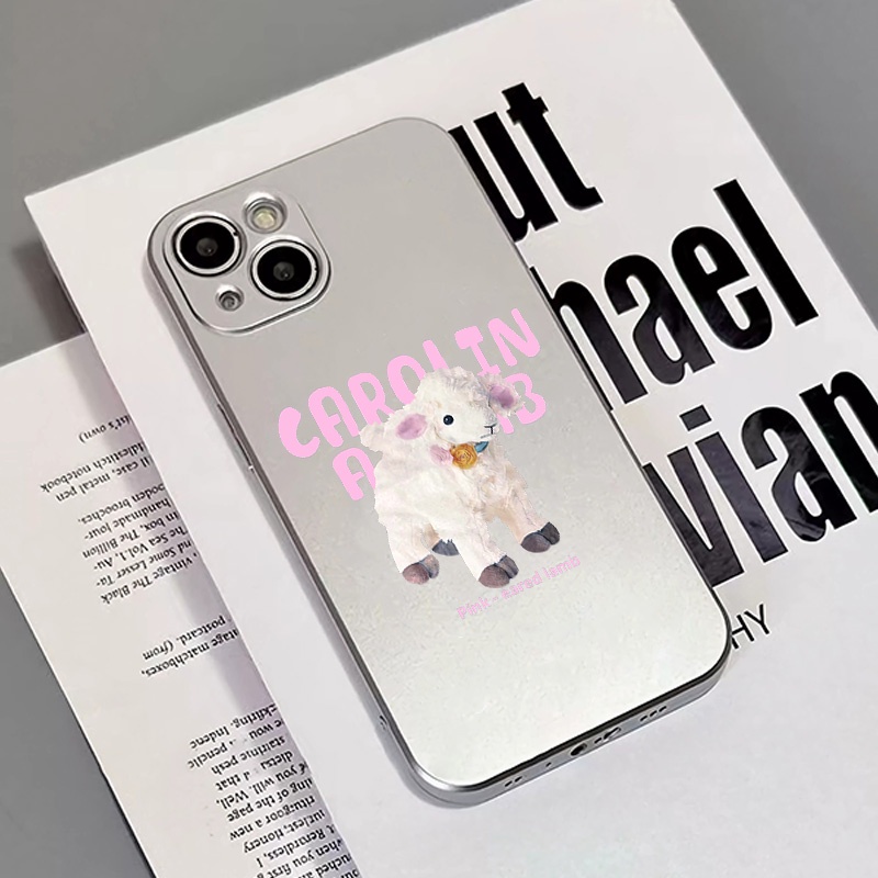 IPHONE Electroplate Soft Phone Case Kompatibel Untuk Iphone14 13 12 11 Pro Max Casing XS XR X8 7 6S Plus Mini Domba Lucu TPU Silikon Shockproof Cover