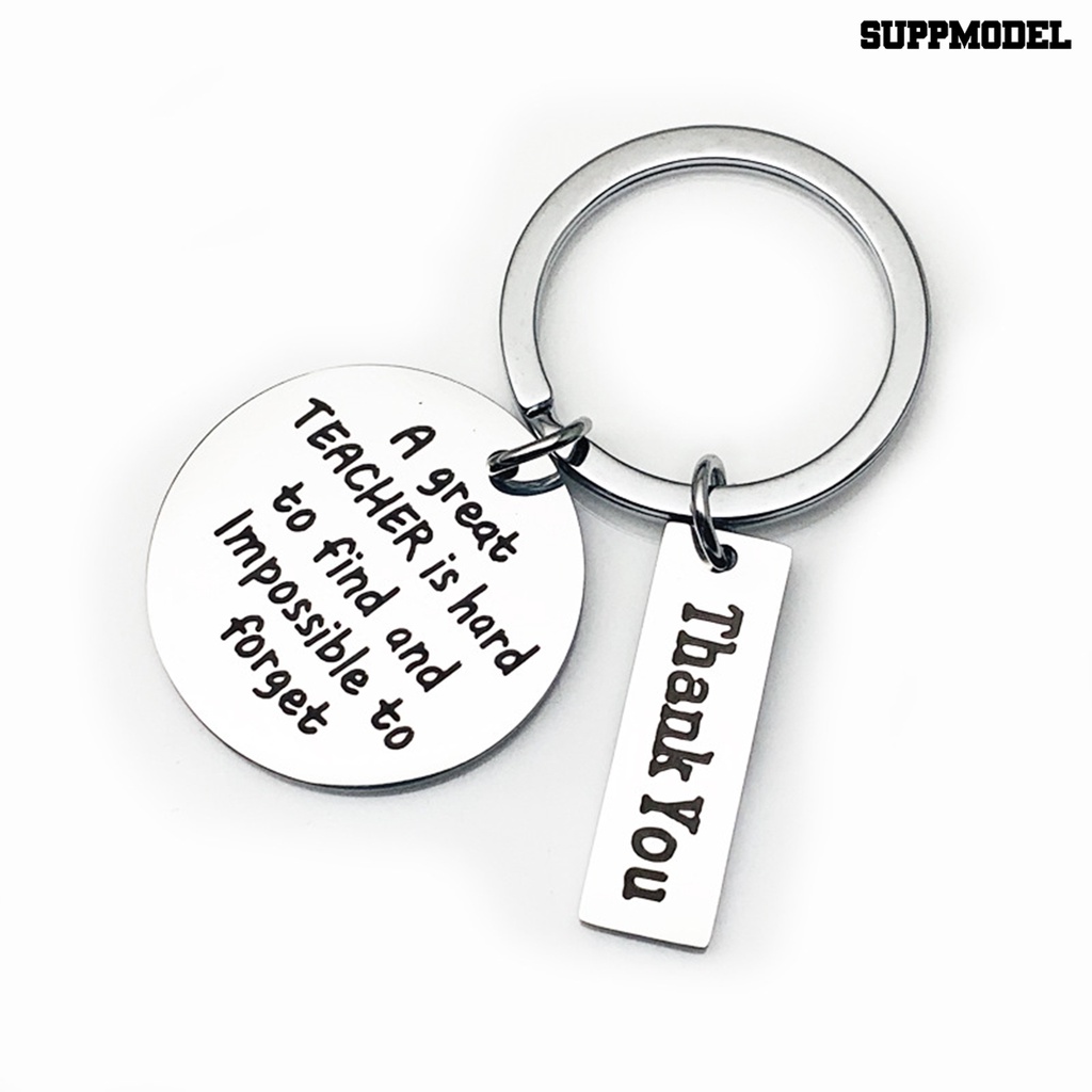 [SM Otomatis] Gantungan Kunci Kit Fadeless Pengerjaan Halus Stainless Steel Dua Sisi Cermin Poles Liontin Keyring Untuk Hari Guru