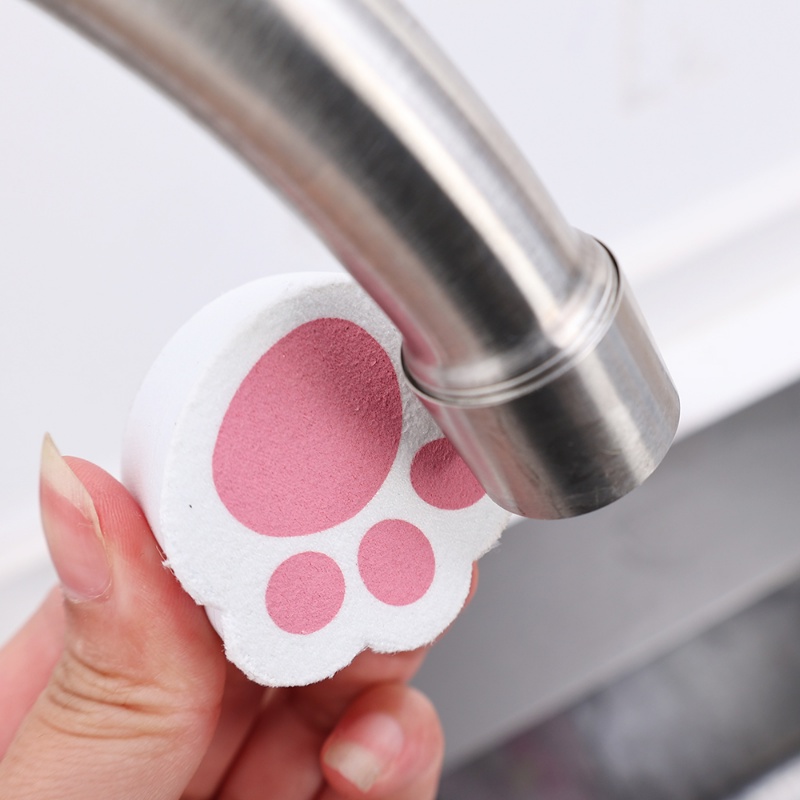 [Harga Grosir] Lap Kaca Cermin Paw Kucing Lucu Kawaii Spons Pembersih Cermin Kamar Mandi Magic Decontamination Glass Scrubbers Faucet Wastapel Bathtub Cleaner Alat Pembersih Kamar Mandi