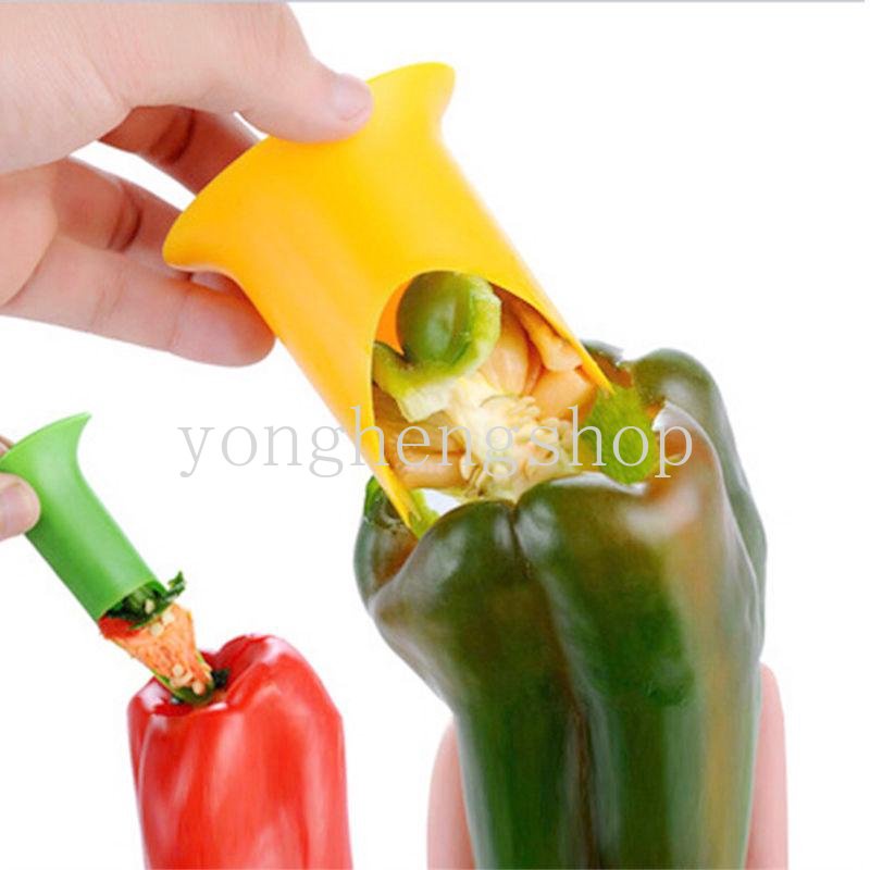 2pcs/set Kreatif Pepper Corer Cabai Paprika Buah Sayuran Benih Remover Tomat Coring Perangkat Dapur Gadget Warna Acak