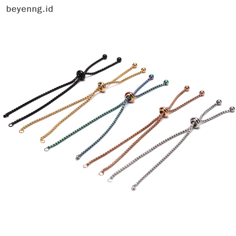 Beyen 3Pcs/Set Rantai Slider Stainless Steel Adjustable DIY Membuat Perhiasan Gelang ID
