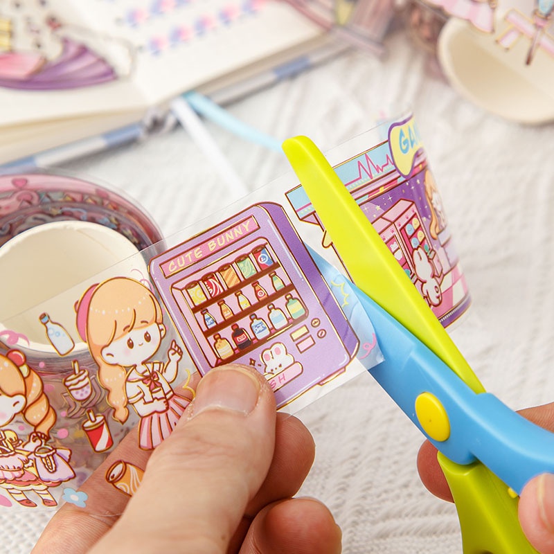 2meter * 4.5cm Bronzing Kartun Tape Stiker Dekoratif DIY Bahan Stikers