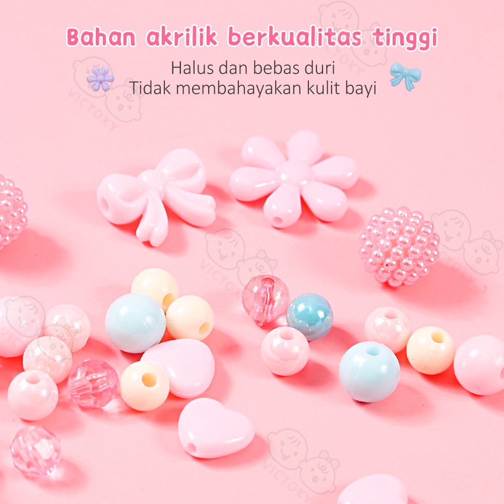 Victoky Beaded DIY Gelang Kalung Anak Mainan Edukasi Anak Bayi