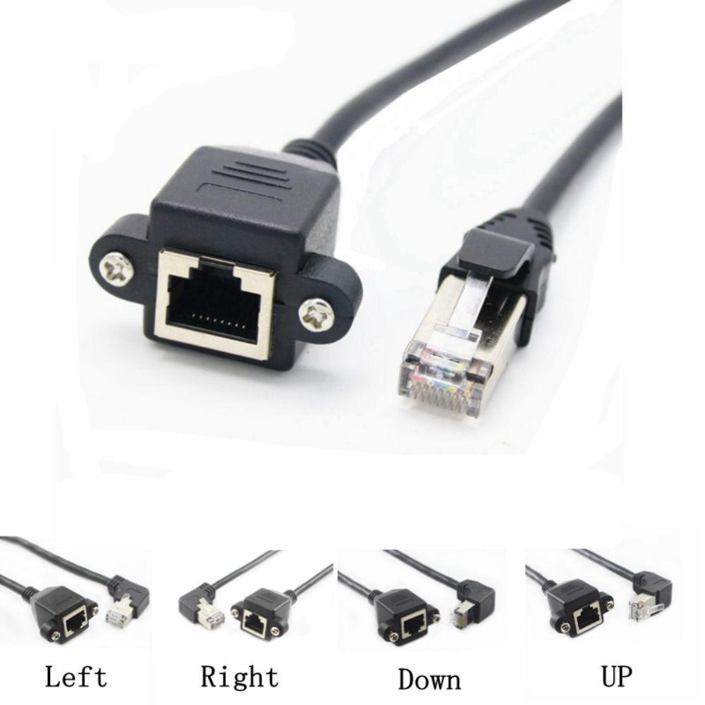 Kabel RJ45 Agustina Seratus Megabyte Multiple Angles With Screw Hole 90derajat LAN Network 8Pin Screw Panel RJ45 Network Wire