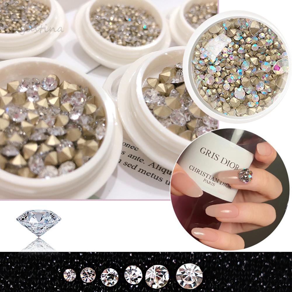 Agustina Nail Art Rhinestones Warna-Warni Ukuran Campur Manik-Manik Berlian Kuku Permata Mengkilap Berbagai Aksesoris Manicure