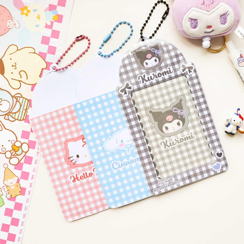 Galicici New Sanrio Checker Collection Card Case/Kuromi Lucu/Pochacco Student ID Polaroid Pelindung Case