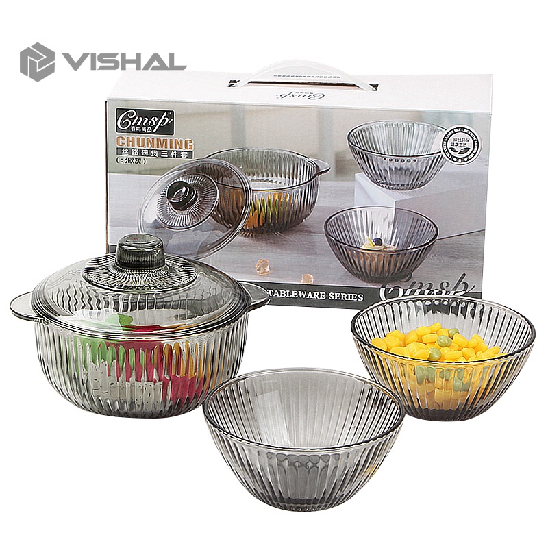 VISHAL Mangkok Kaca Bulat Mini / Mangkok Bening / Mangkok Sayur/Mangkok Buah / Mangkok Sup