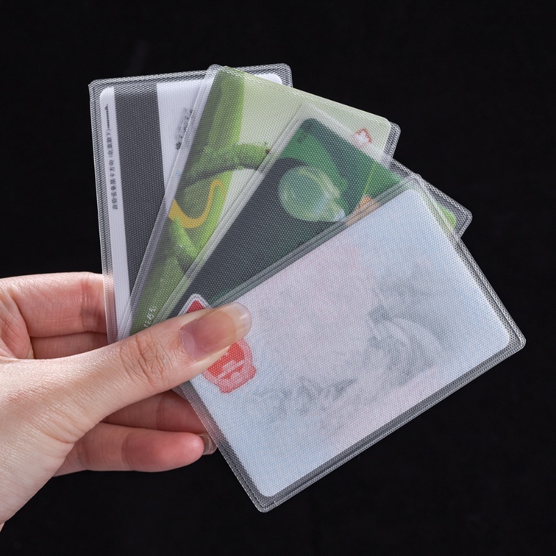 [HOT Sale]10pcs PVC Tempat Kartu Kredit Melindungi ID Card Name Card Cover Bening Frosted