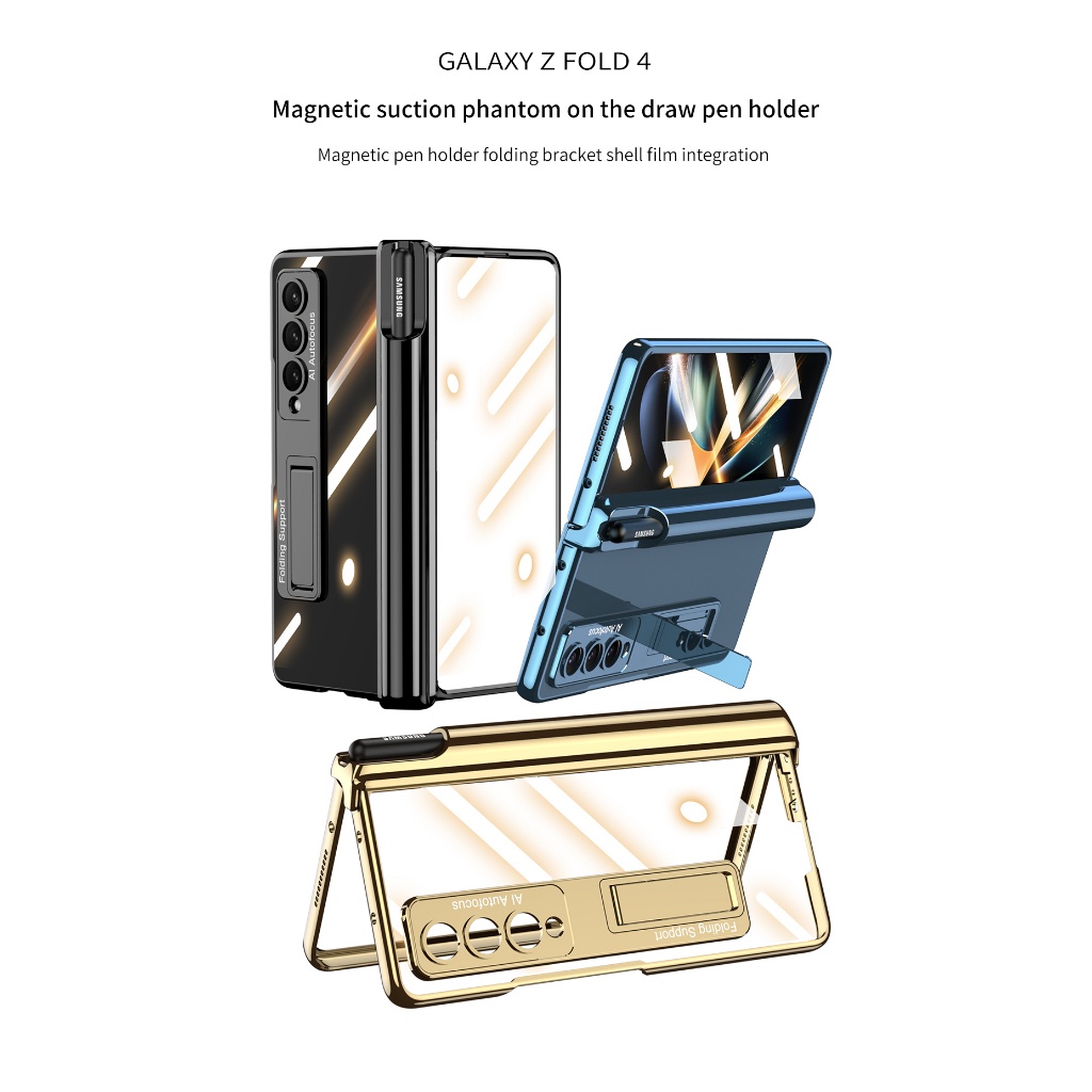 Folding Phone Case For Samsung Z Fold 4 - Fold 3 Phantom With Magnetic Pen Holder Hinge