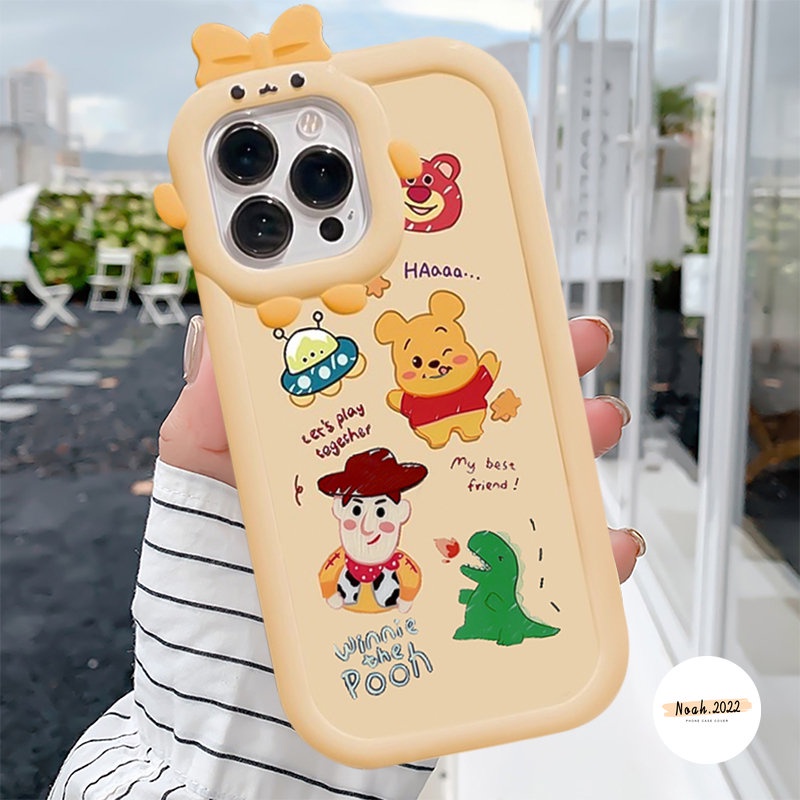 IPHONE Casing Kartun Winnie Toy Story Buzz Lightyear Kompatibel Untuk Iphone7 6 8 6s Plus XR 11 14 12 13 Pro Max X XS Max SE 2020 3D Ikatan Simpul Monster Lensa Crayon Shin-chan Soft Cover