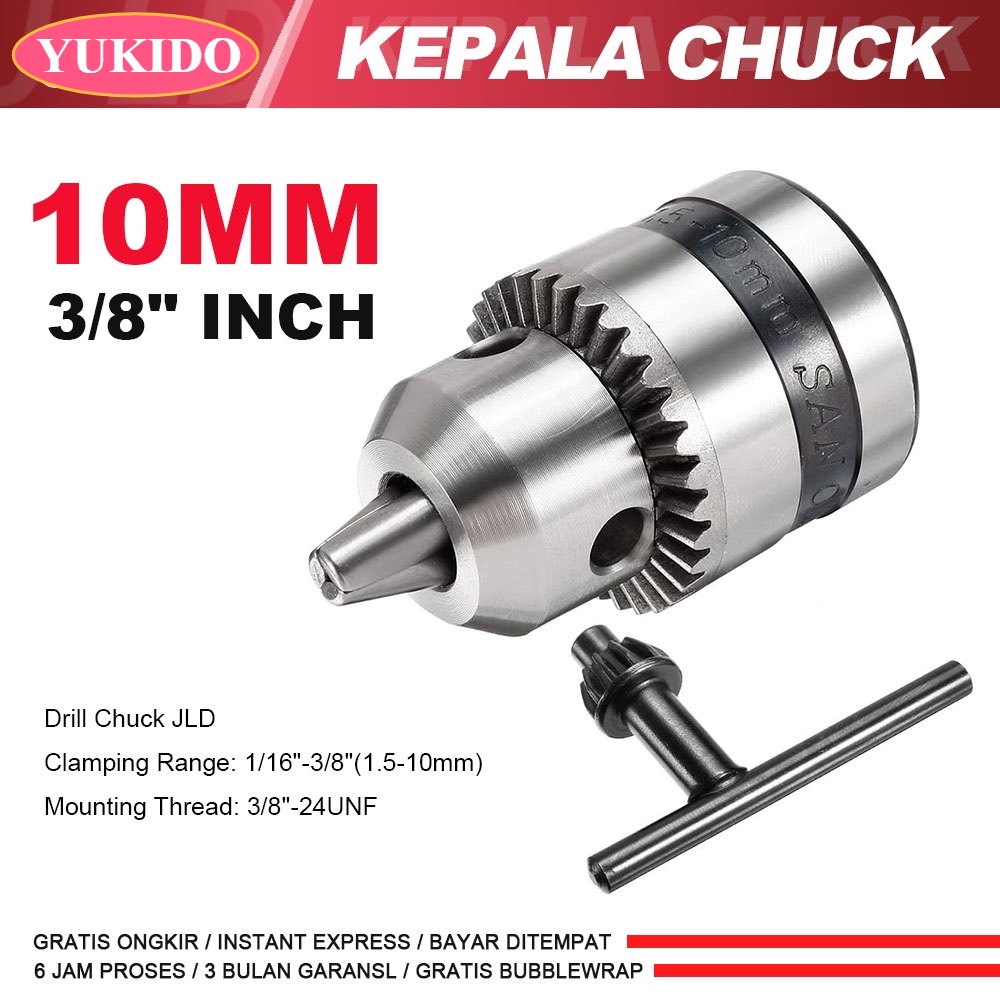 Kepala Chuck 10 mm 3/8&quot; inch Perkakas Bor Tangan - Drill Chuck JLD. YUKIDO. MIKAYO. RYU. NANKAI UNIVERSAL