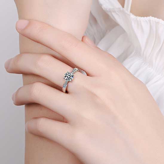 Pecinta Elegan Sederhana Pria Wanita Perhiasan Fashion Perak Baja Titanium Berlian Kristal Pasangan Pernikahan Pertunangan Rings Adjustable Size