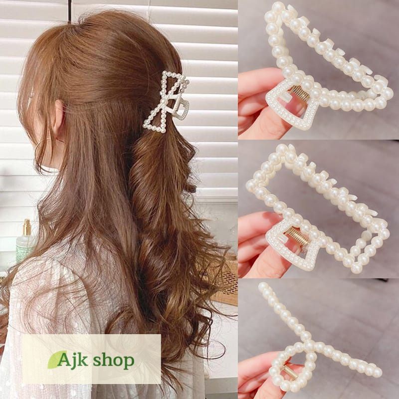 Jepitan Rambut Klip Motif Mutiara Fashion Korea Jepit Lucu Wanita Cantik