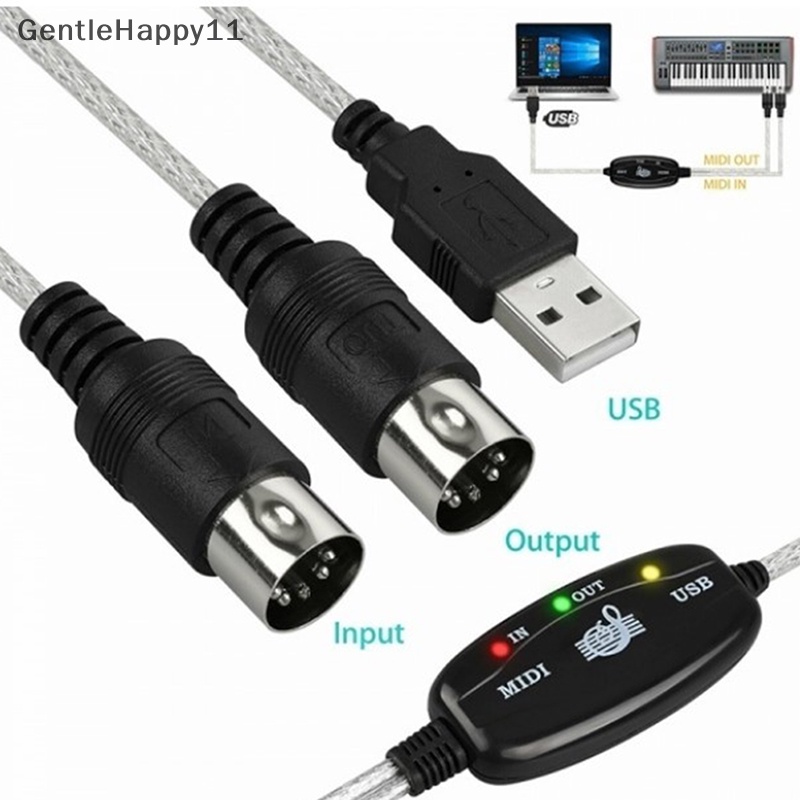 Gentlehappy USB IN-OUT MIDI Cable Converter PC Ke Music Keyboard Adapter Cord id