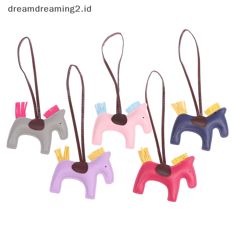 (drea) Handmade Gantungan Kunci Kuda Bahan Kulit PU Animal Key Chain Untuk Wanita Tas Keychain Charm//