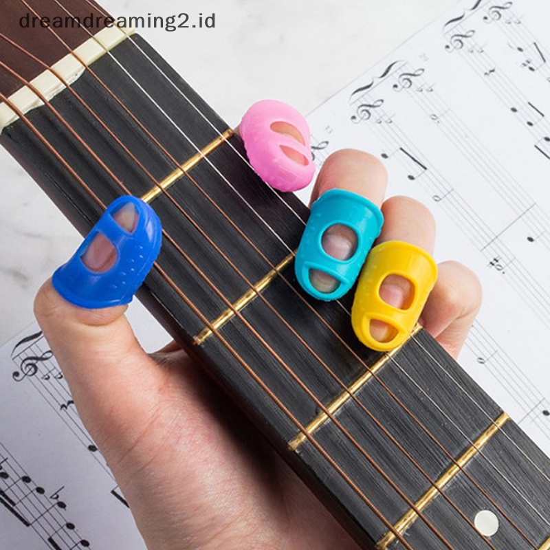 (drea) 5pcs Dipan Jari Bahan Silikon Untuk Bermain Gitar Protect Finger Cegah Nyeri Press//