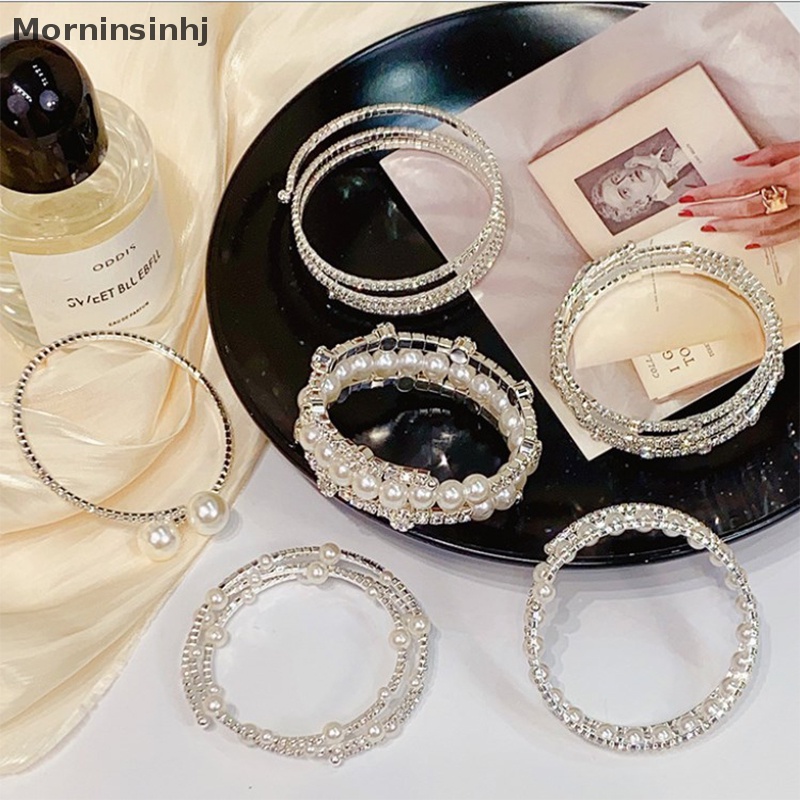 Mornin Gelang Mutiara Imitasi Kristal Elegan Multilayer Dapat Melar Pearl Bracelet Gelang Mutiara Untuk Wanita Perhiasan Pengantin Hadiah id