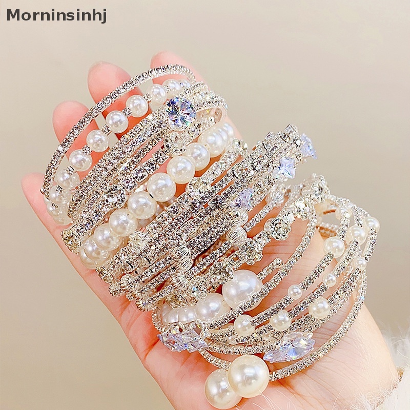 Mornin Gelang Mutiara Imitasi Kristal Elegan Multilayer Dapat Melar Pearl Bracelet Gelang Mutiara Untuk Wanita Perhiasan Pengantin Hadiah id