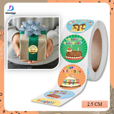 

Stiker Label Ulang Tahun Anak Sticker Bulat Happy birthday Tempel 2,5cm
