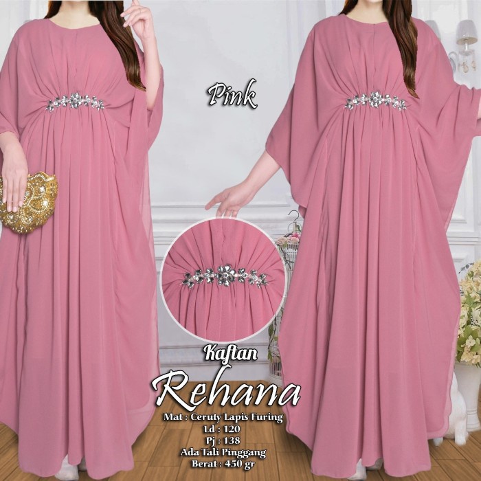 baju muslim kaftan modern jumbo kaftan wanita busui polos rehana - choco