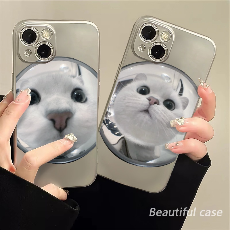 IPHONE Couple Soft Electroplate Phone Case Kompatibel Untuk Iphone14 13 12 11 Pro XS Max XR X8+76S Plus Mini Kucing Lucu Casing TPU Silikon Shockproof Cover