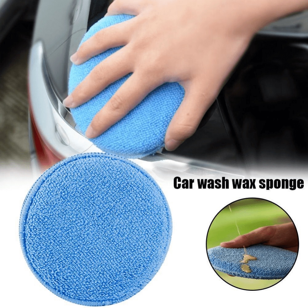 6pcs Spons Poles Mobil Bulat Microfiber Lembut Auto Care Wax Aplikator Pads Car Waxing Poles Perawatan Cat Buff Pads Microfiber Wax Aplikator Sponge Pads Dengan Saku Jari