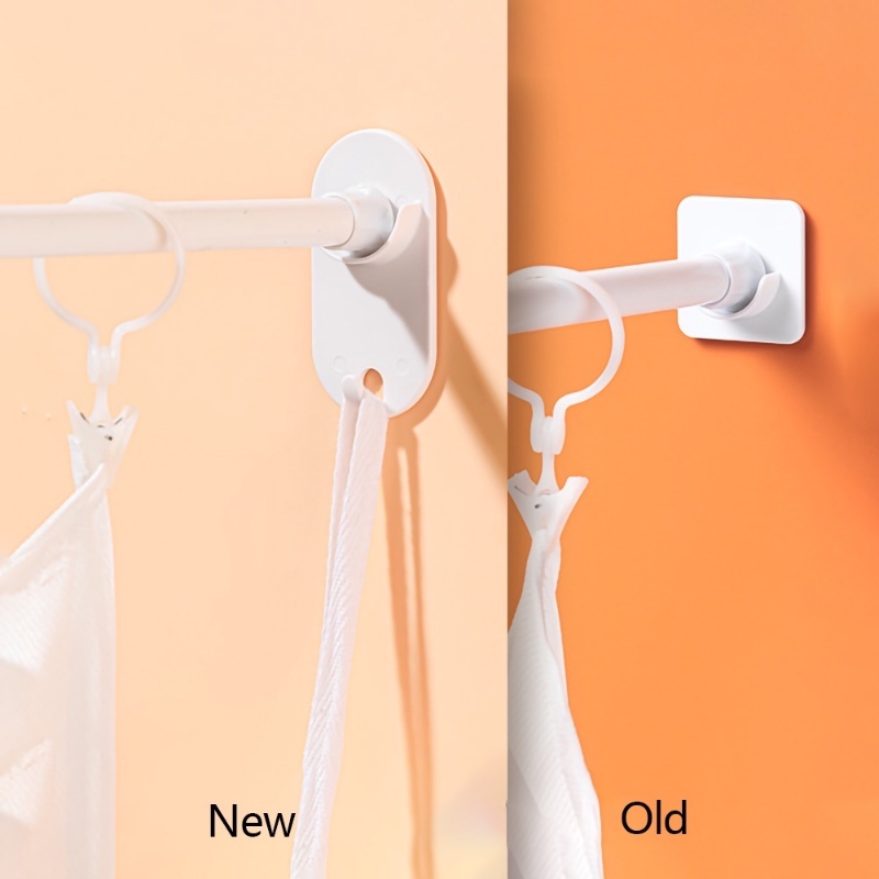 Bracket Baju Perekat Diri Gantungan Dinding Tirai Bar Perekat Kait Dinding 2pcs Bebas Pukulan Adjustable Curtain Rod Holder Clamp Hooks With Hook Penyangga Batang Gorden Kursi Tetap