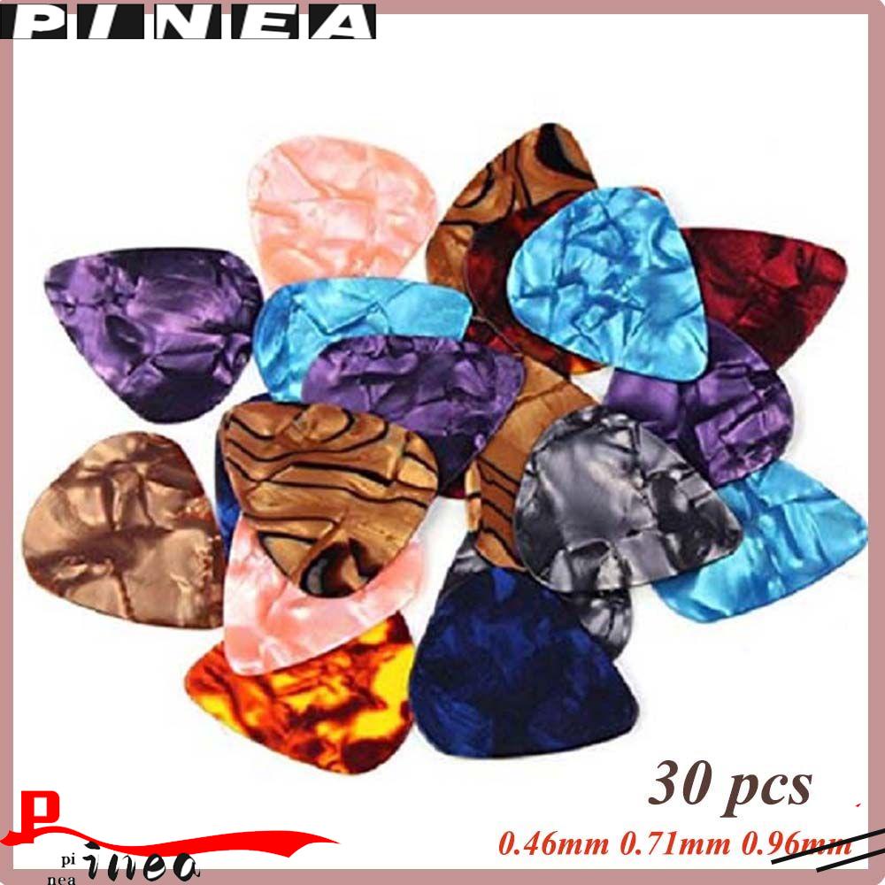 Nanas 30pcs 0.46mm 0.71mm 0.96mm Picks Gitar Warna Warni Shrapnel Acoustic Celluloid