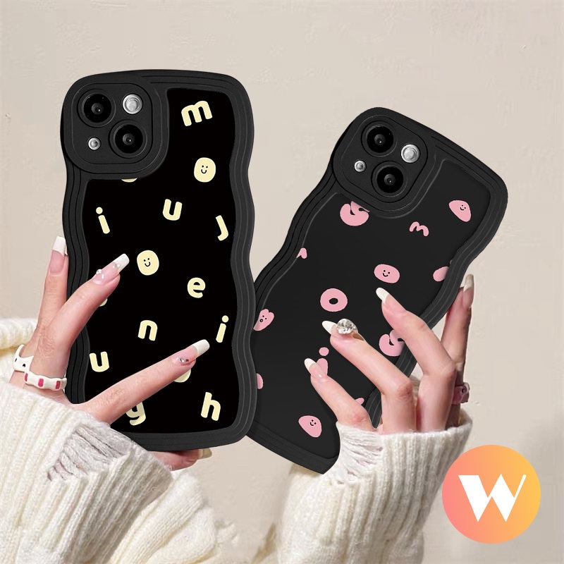 Casing Smile Alfabet Kartun Simple Pasangan Untuk Redmi Note11 9s 10 11s 8 9 Pro Max 10s Redmi A1 9T 9A 9 10C 10A 9C NFC 10 12C A1+POCO Mi 11T Pro M3 X3 NFC Pro Wavy Edge Sarung