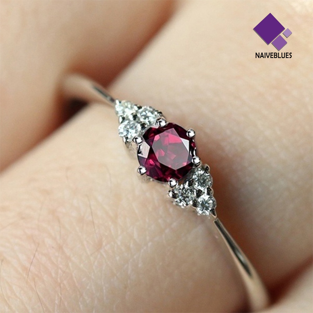 &lt; Naiveblues &gt; Wanita Imitasi Safir Garnet Zamrud Batu Permata Jari Cincin Hadiah Pernikahan