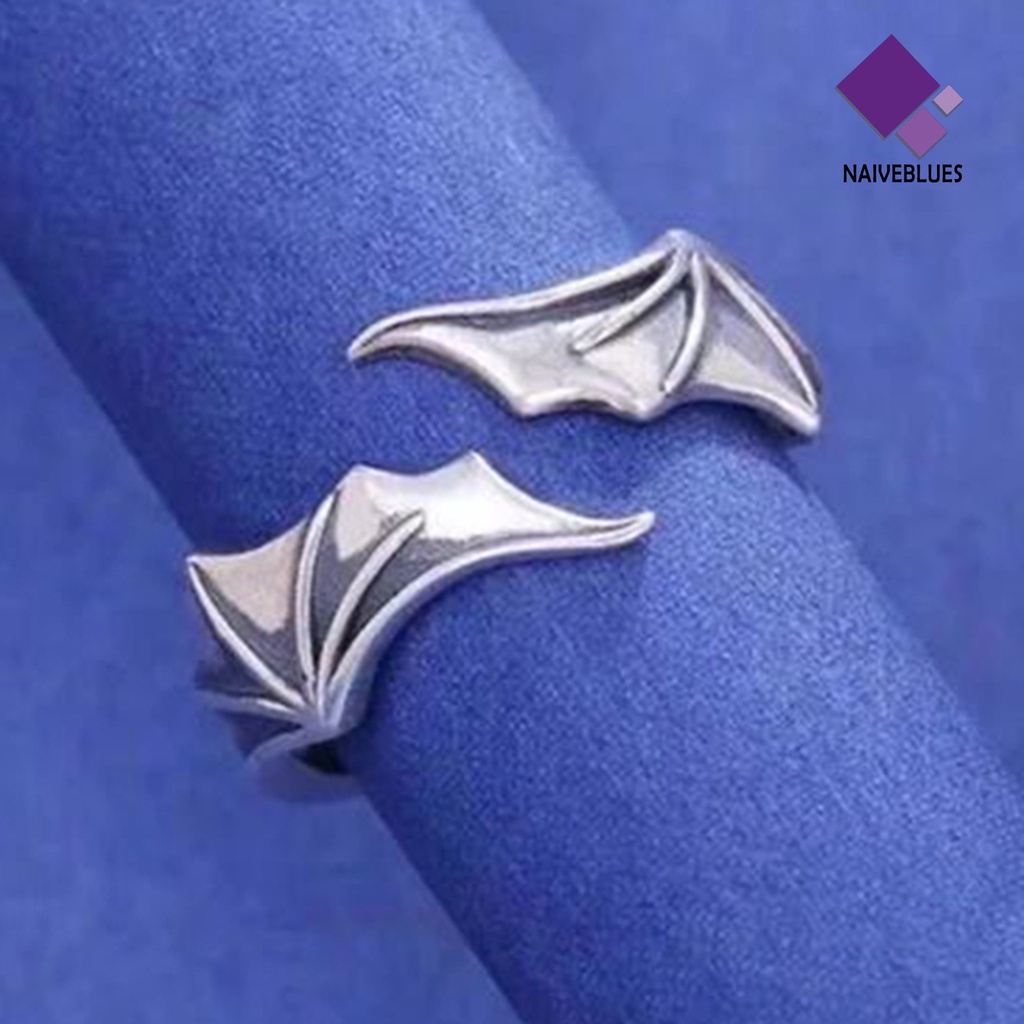 &lt; Naiveblues &gt; Cincin Pasangan Dapat Disesuaikan Hadiah Valentine Ujung Terbuka Fashion Sayap Malaikat Kekasih Perhiasan Aksesori