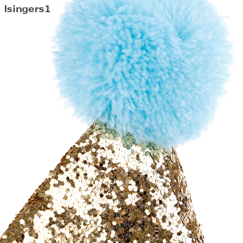 [lsingers1] Pet Kucing Anjing happy birthday hat party crown &amp; tie soft cap puppy headwear  Butik