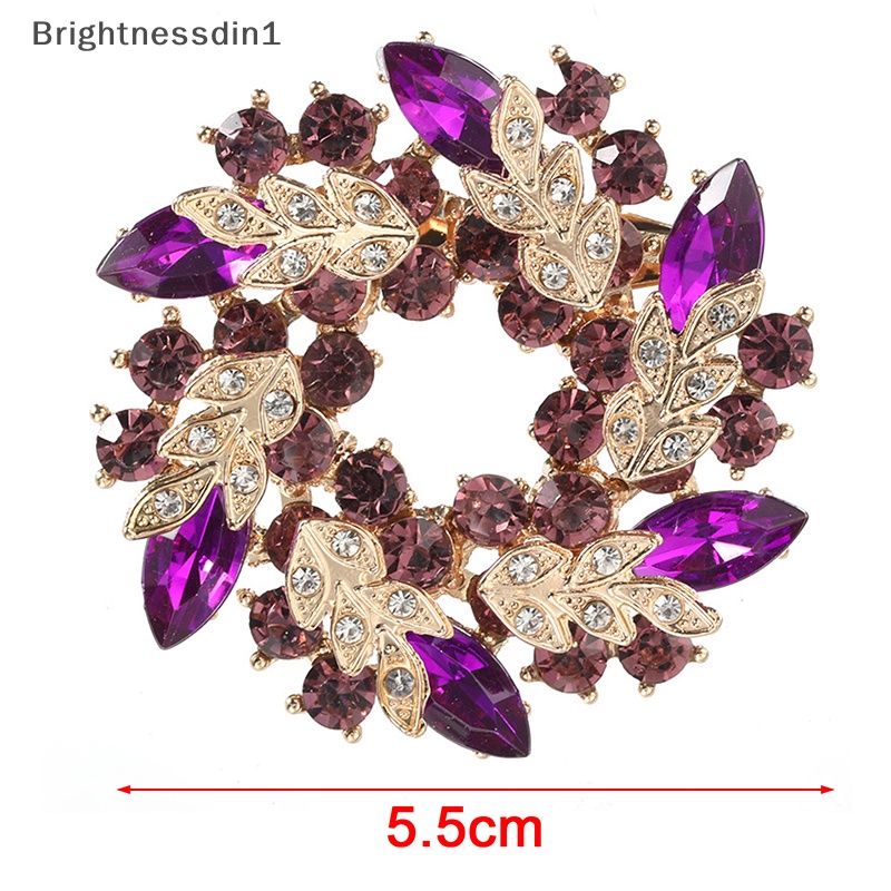 [Brightnessdin1] Wanita Bros Syal Bling Bling Kristal Berlian Imitasi Bunga Bros Pin Butik