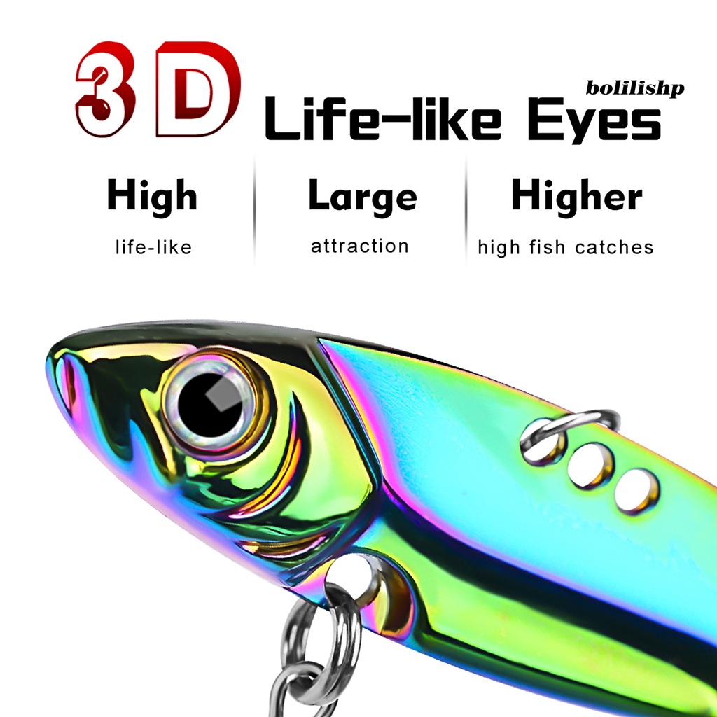 Bo-5pcs Umpan Pancing 3D Fisheyes Warna Terang Lapisan Reflektif Tajam Kait PP Kotak Dilancarkan Penuh Lapisan Universal Panjang Pengecoran VIB Logam Buatan Umpan Peralatan Memancing