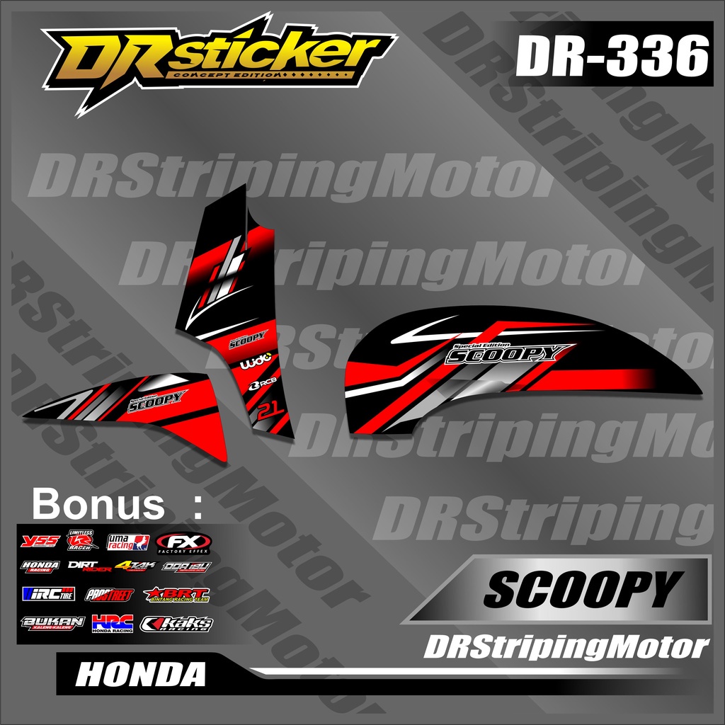 145 Striping Scoopy 2014/ 2016 / Sticker Striping Variasi List Semi Full Scoopy 2016 Desain Racing