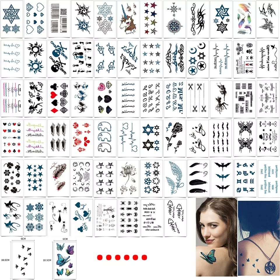 Tato Temporer Sticker Motif Bunga Tulisan Karakter Tahan Air 023