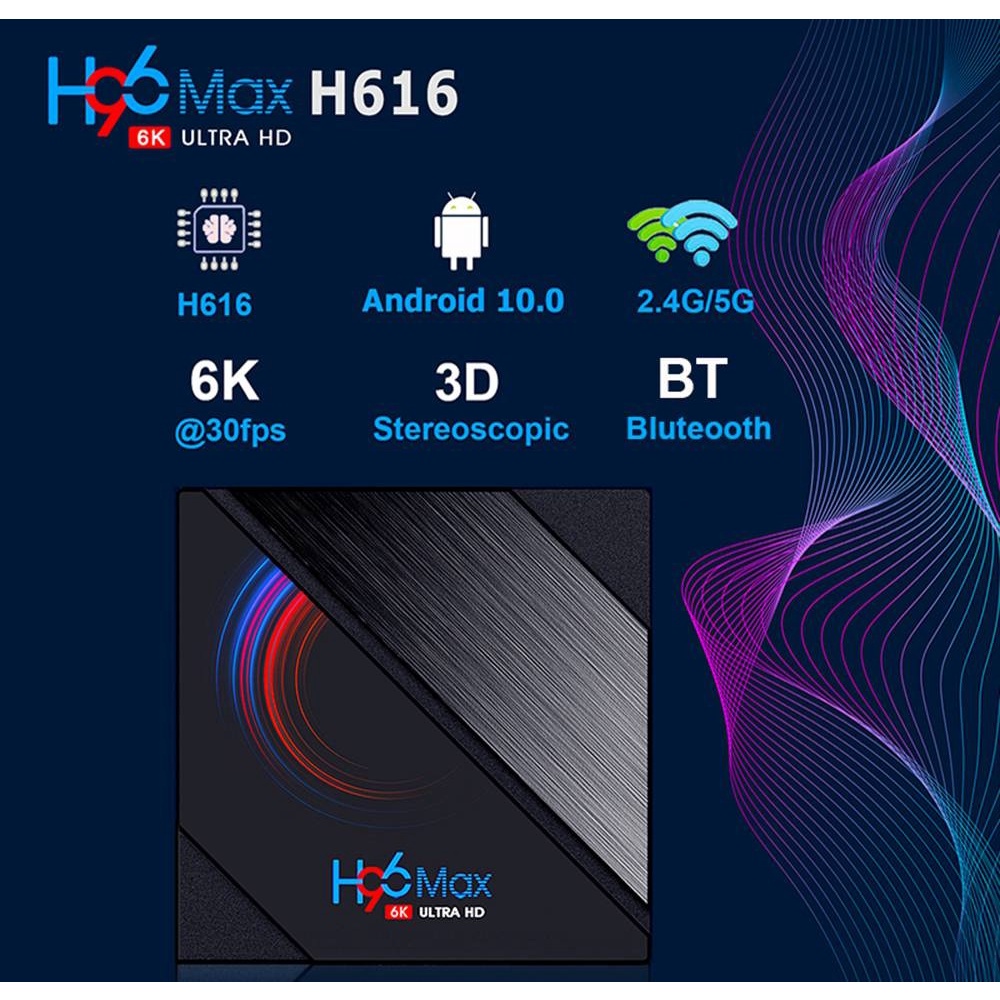 AKN88 -H96 MAX H616 - Android OS Smart TV Box 6K UHD - RAM 4GB ROM 32GB