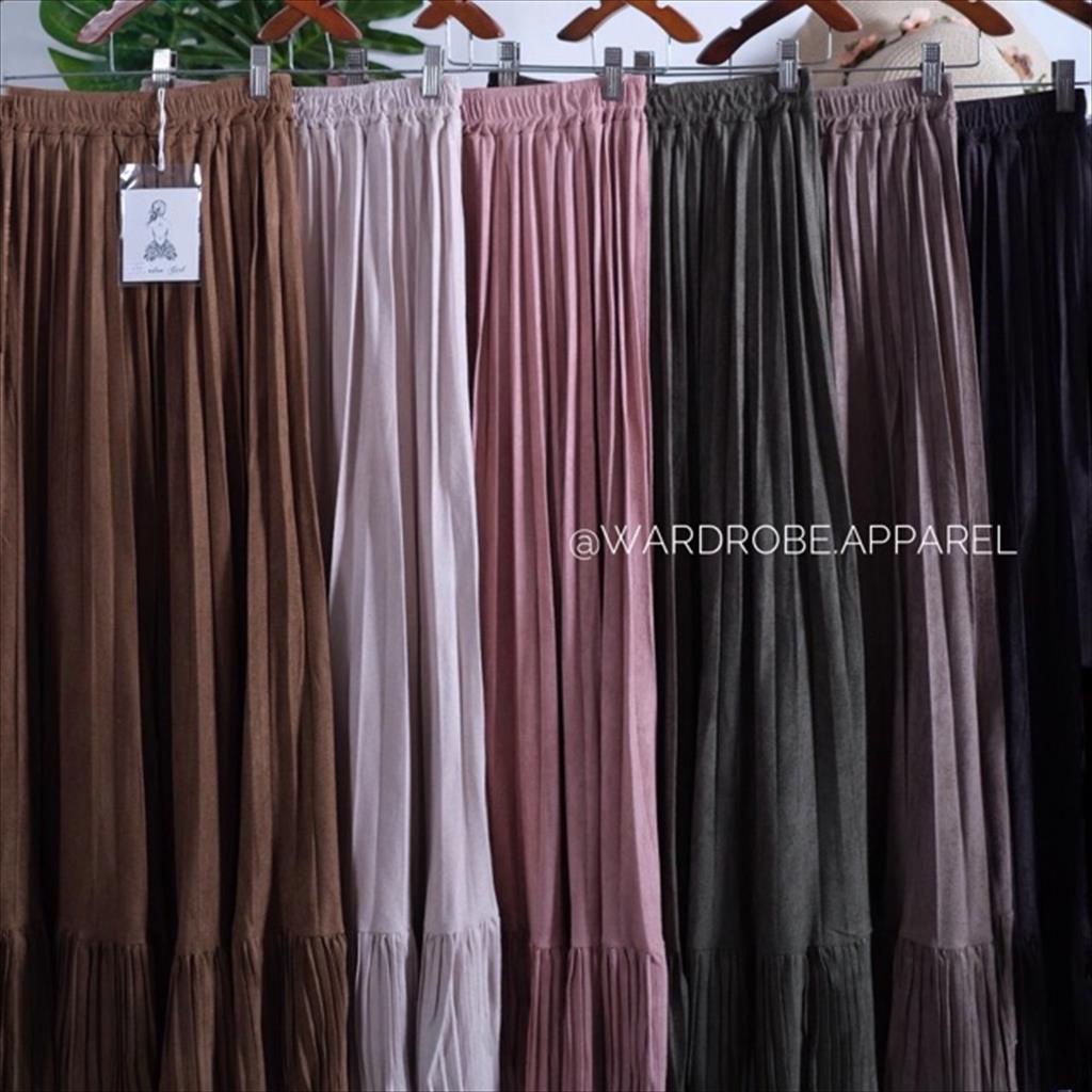 Rok plisket bahan suede premium bangkok bkk china hk