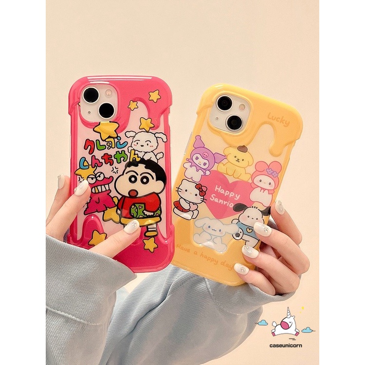 IPHONE Kompatibel Untuk Iphone11 14 13 12 Pro Max7 8 Plus XR X XS Max SE 2020 Cute Kuromi Pochacco Hello Kitty Kartun Crayon Shin-chan Shockproof 3D Permen Es Krim Ponsel Case Cover