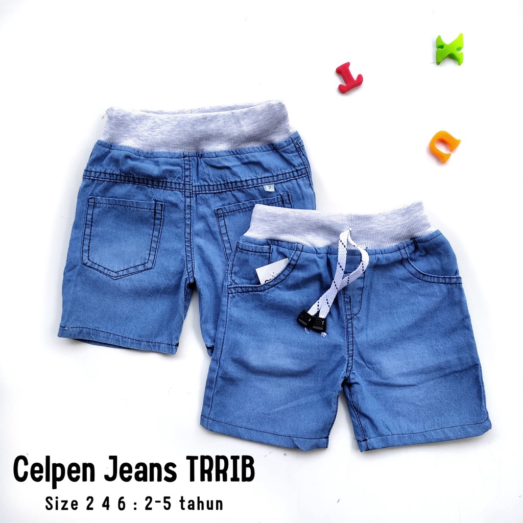 Celana Pendek Celpen Shortpants Jeans RIb Anak Laki Laki Cowok 2 3 4 5 Tahun