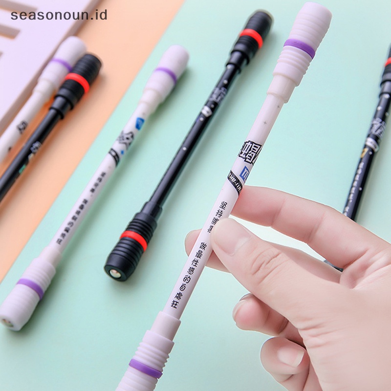 Seasonoun Dua Belas Rasi Bintang LED Flash Gel Pen Catharsis Dan Melepaskan Tekanan Gaming Spinning Pen Pemula Latihan Pena Siswa Belajar Alat Tulis Pena Air.