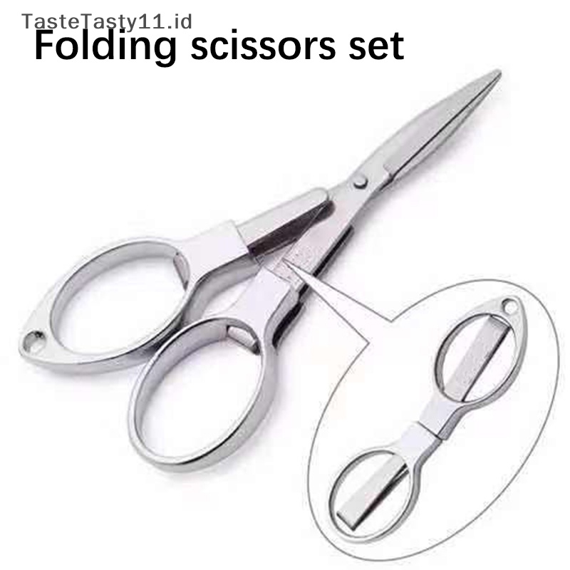 Tastetasty Gunting Lipat Aman Portable Gantungan Kunci Trip Scissors Cutter, Safety Portable Travel Trip Scissors Digunakan Untuk Rumah, Kantor, Memancing.