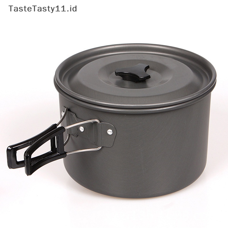 Tastetasty Camping Cookware Set Aluminium Non Portable Peralatan Makan Luar Ruangan Ketel Panci Cookset Masak Panci Mangkok Untuk Hiking BBQ Piknik.