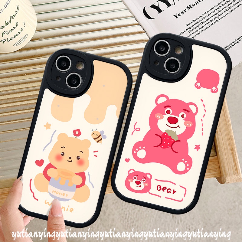 Cute Strawberry Bear Case for Infinix Smart 6 5 Hot 10s 10T 11 10 11s 9 Play Hot Note 8 10 Lite Cartoon Winnie The Pooh Lotso Soft Tpu Back Cover