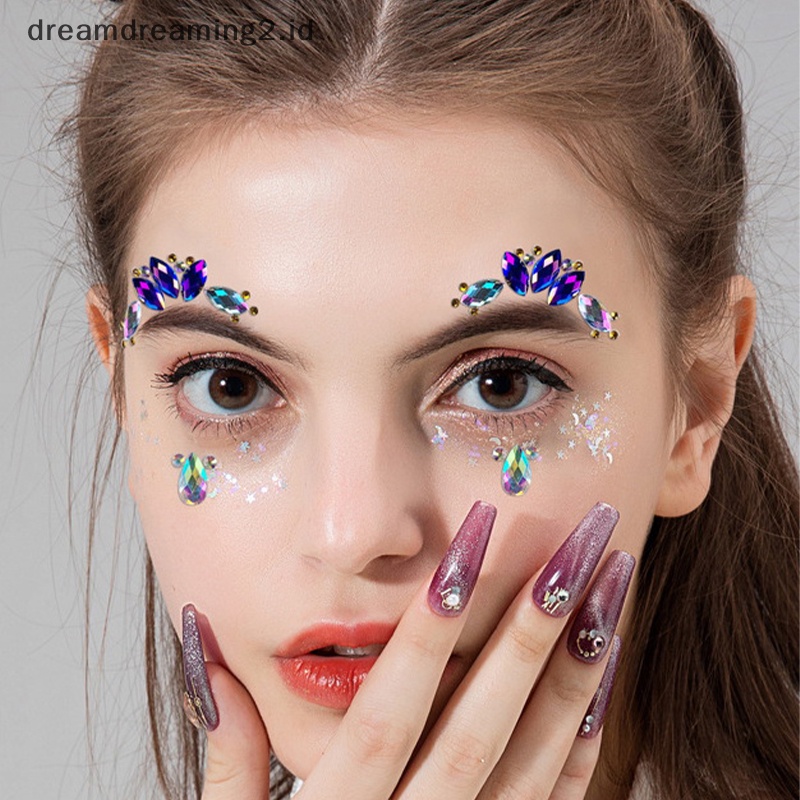 (drea) Face Jewels Sticker Make Up Perekat Tato Temporer Seni Tubuh Permata Berlian Imitasi//