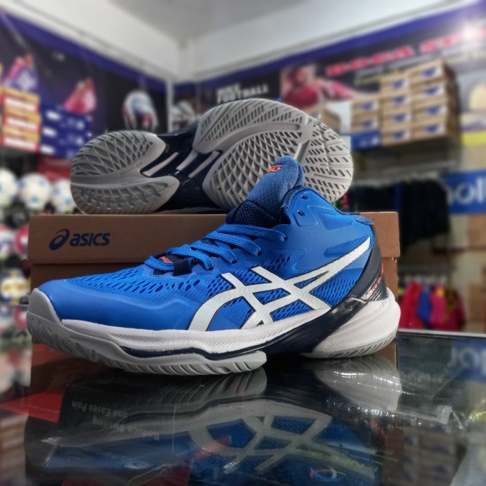 SALE TERBATAS Sepatu Voli Asic Sky Elite Premium PACKING AMAN - Biru/Hitam