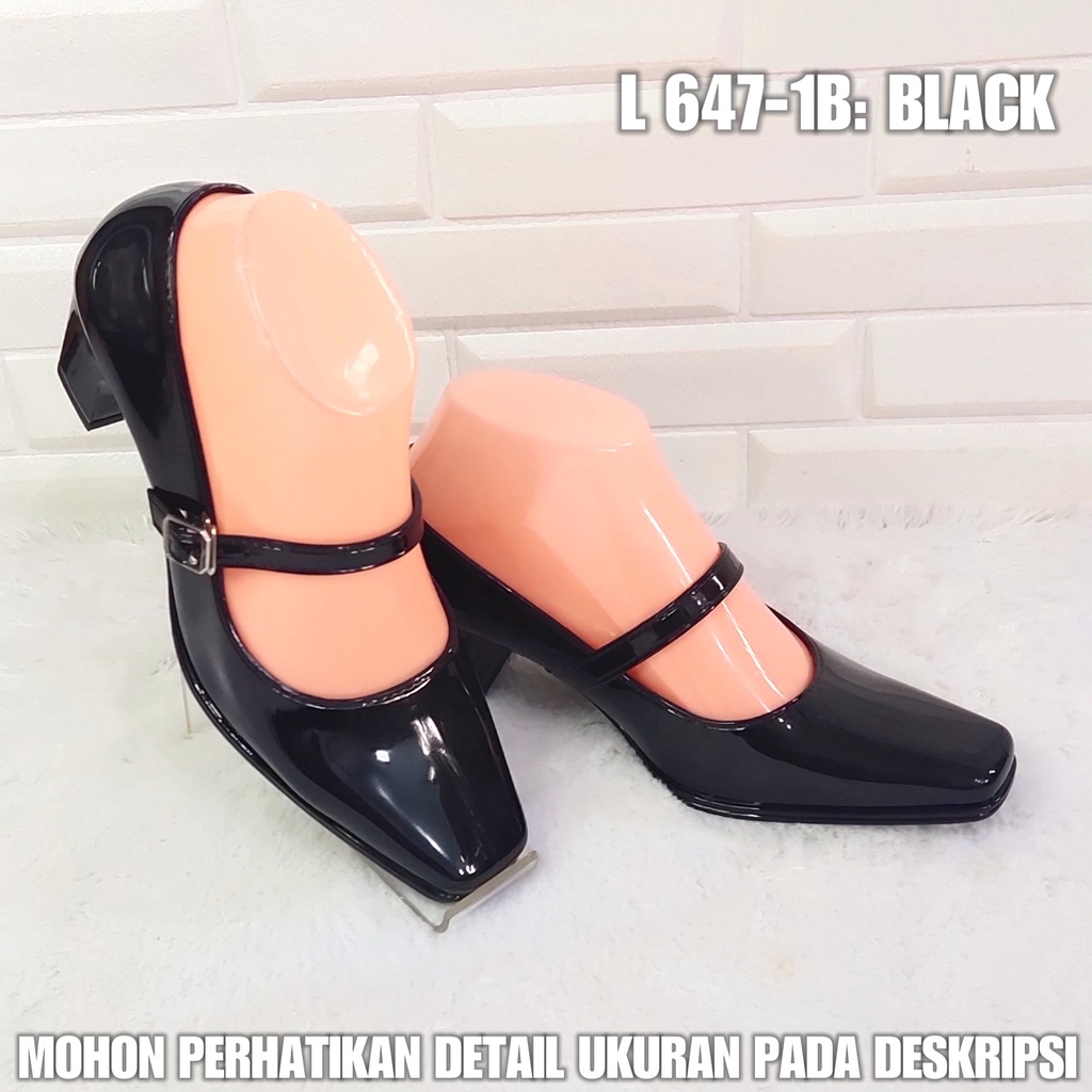 Sepatu Kerja Wanita L 647 1B Karet Import Tali Silang SPTWW