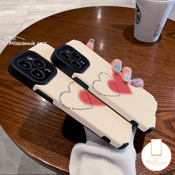 Casing Ponsel Tekstur Kulit Mewah Untuk iPhone 7Plus 11 12 13 14 Pro Max XR X 7 8 Plus XS Max Shockproof Simple Love Heart Silikon Lembut Tpu Penutup Belakang