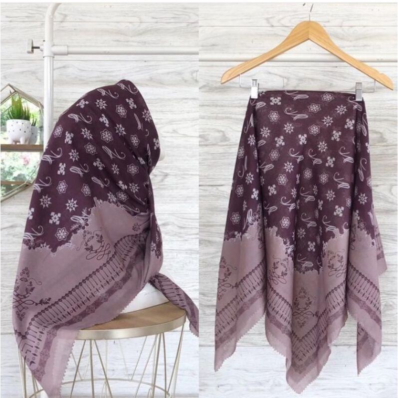 Karimake Hijab / Kerudung Segi Empat Voal Premium Printing Motif BRIK Laser Cut 110 x 110