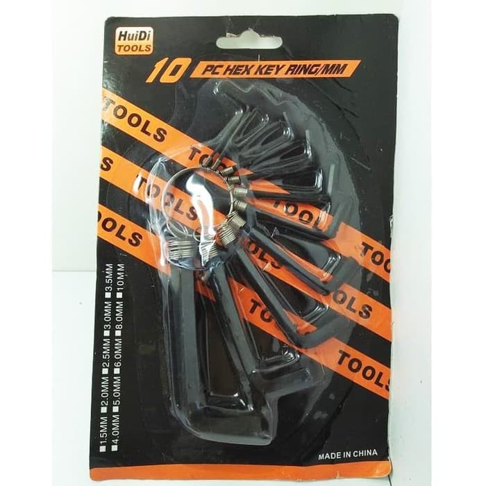 Indoholic Kunci L Set Hex Key Ring 1 2 3 4 5 6 7 8 9 10 mm 10in1 Tools Wrench